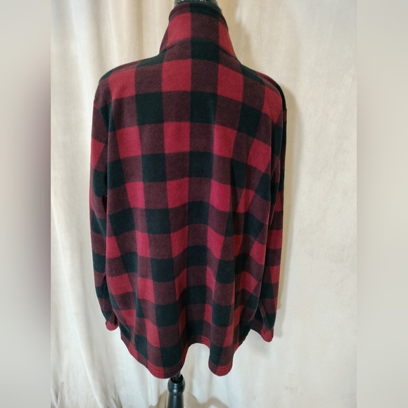 EUC! Denim & Co Red & Black Buffalo Plaid Fleece Jacket. Size L - Picture 5 of 7